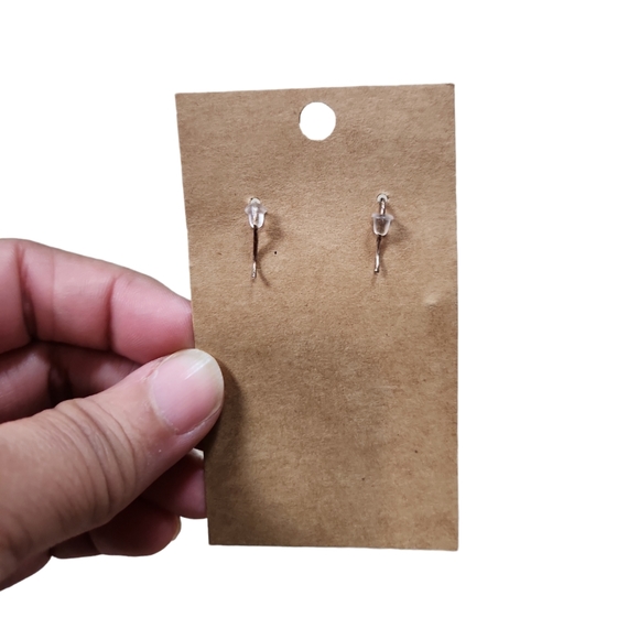 Vintage Silver Toned Black Ball Drop Earrings - Picture 2 of 2